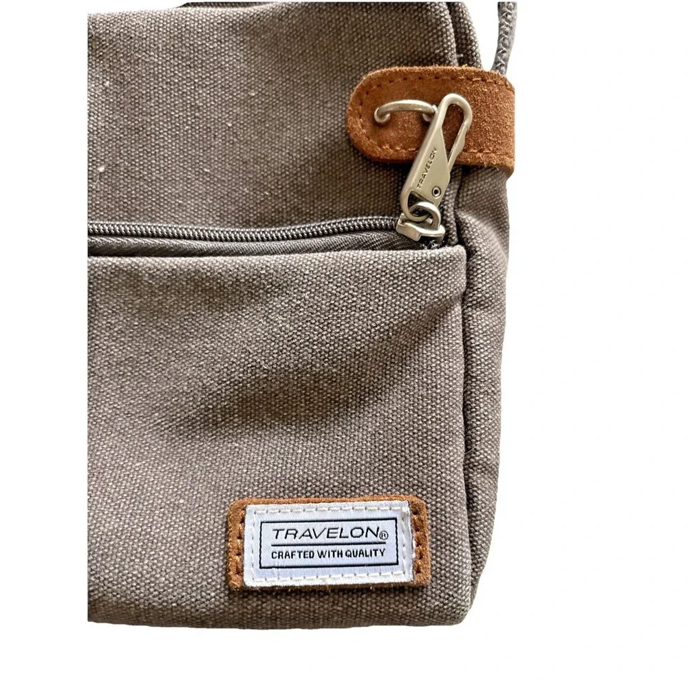 Travelon Anti-Theft Heritage Small Pewter Gray Crossbody Bag Secure Travel